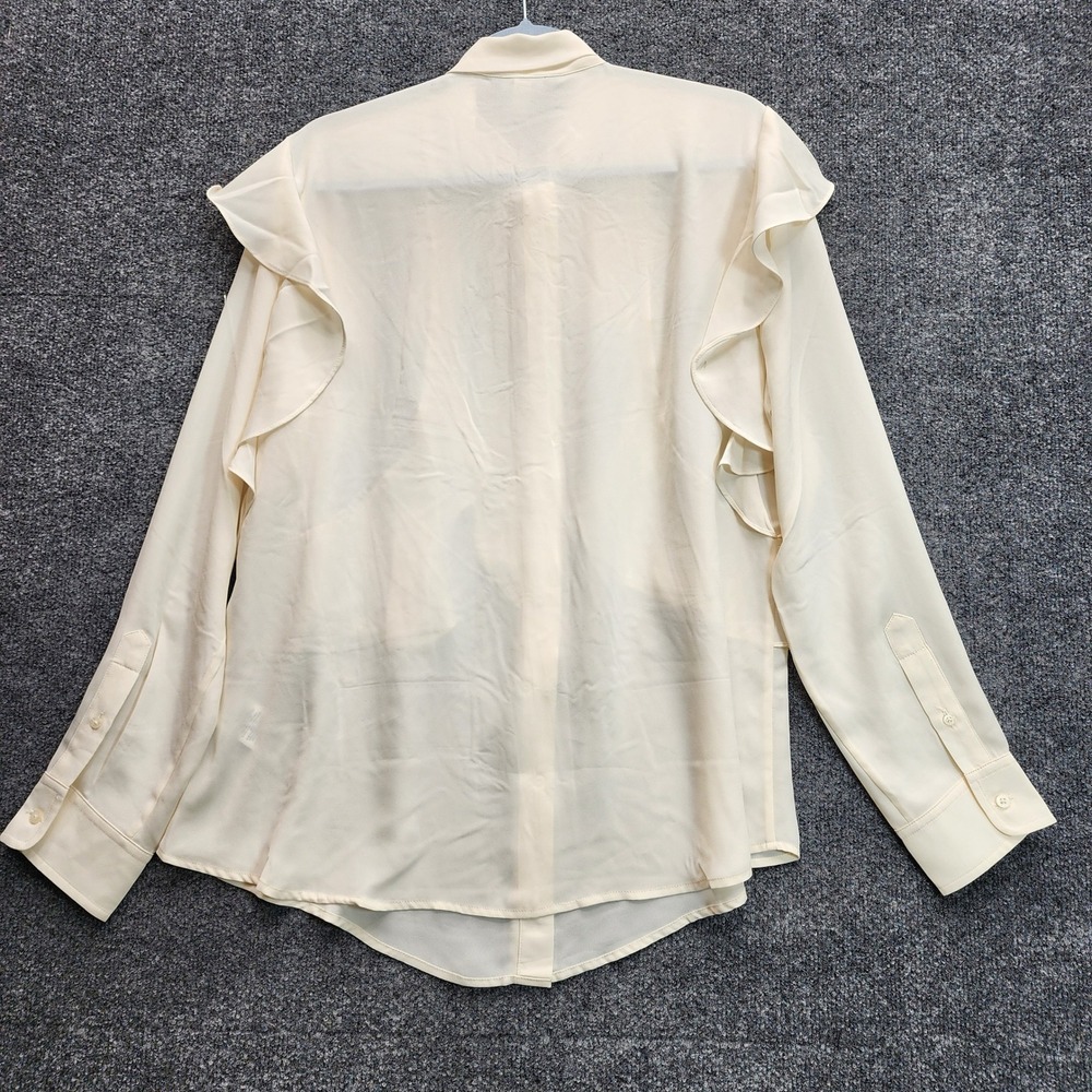 NWT Lauren Ralph Lauren Ruffle Tie Neck Romantic Victorian Blouse XL Cream - Picture 10 of 11
